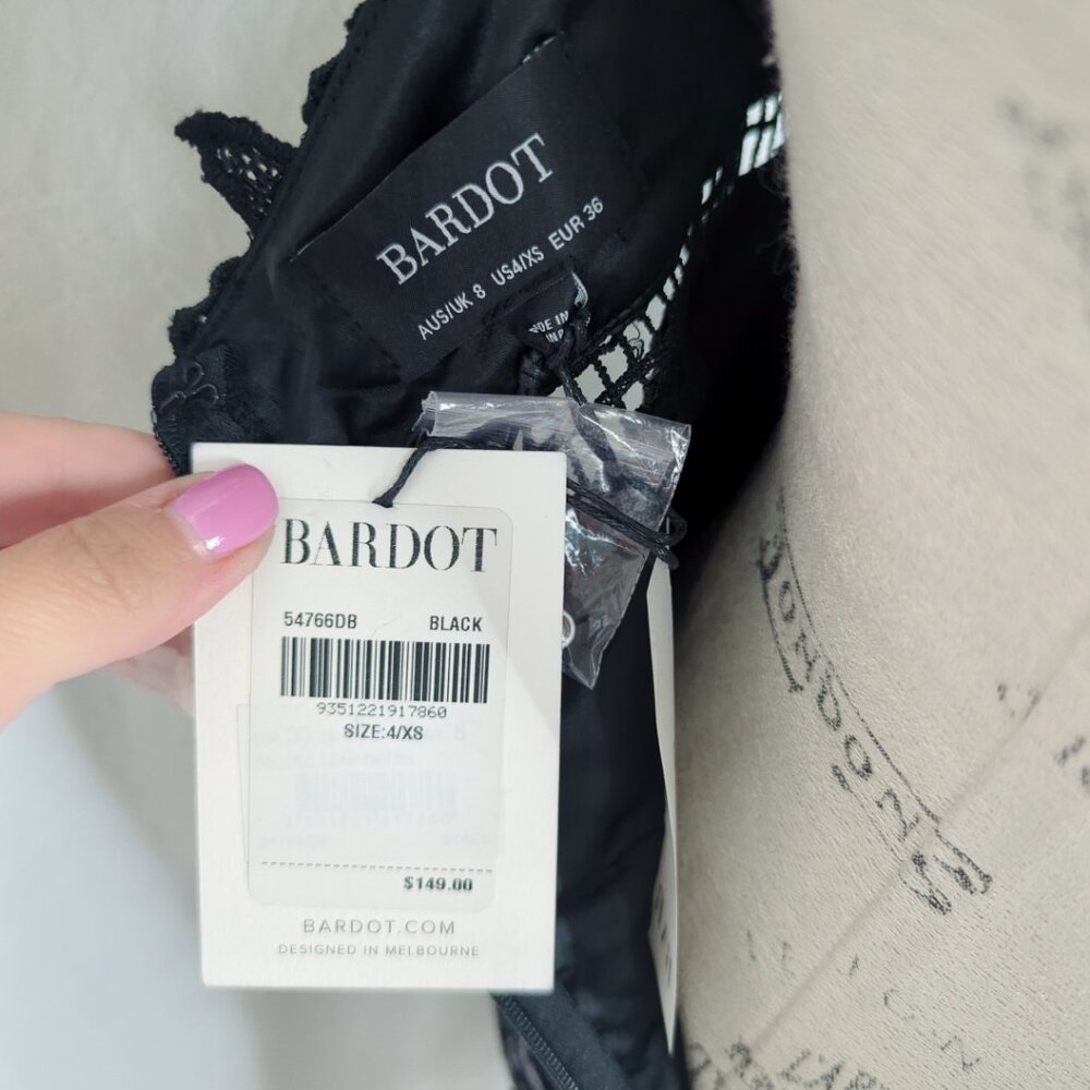 Bardot Black Lace Dress X Small Midi Formal Halter - Picture 11 of 11